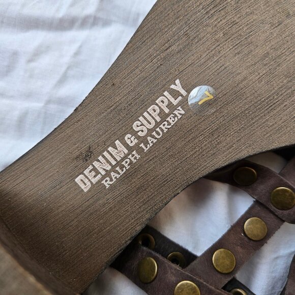 Ralph Lauren Denim & Supply Strappy Gladiator Sandals Size 7 Brown Leather Studs - Picture 11 of 11
